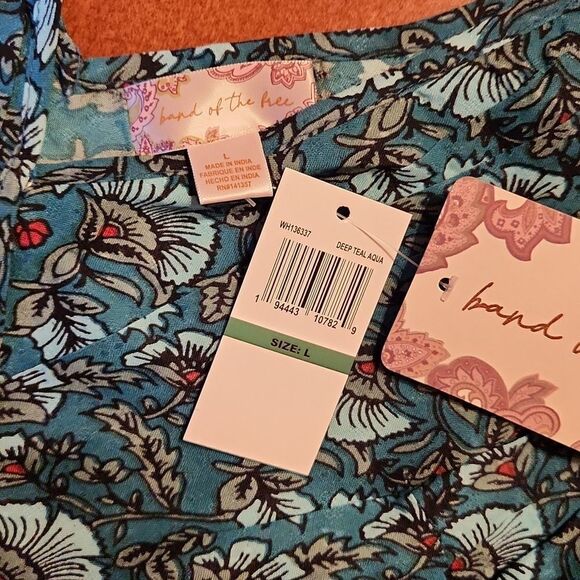 Band of the Free Jewel Bohemian Floral Wrap High Low Maxi Dress, Large, Teal - Picture 8 of 10